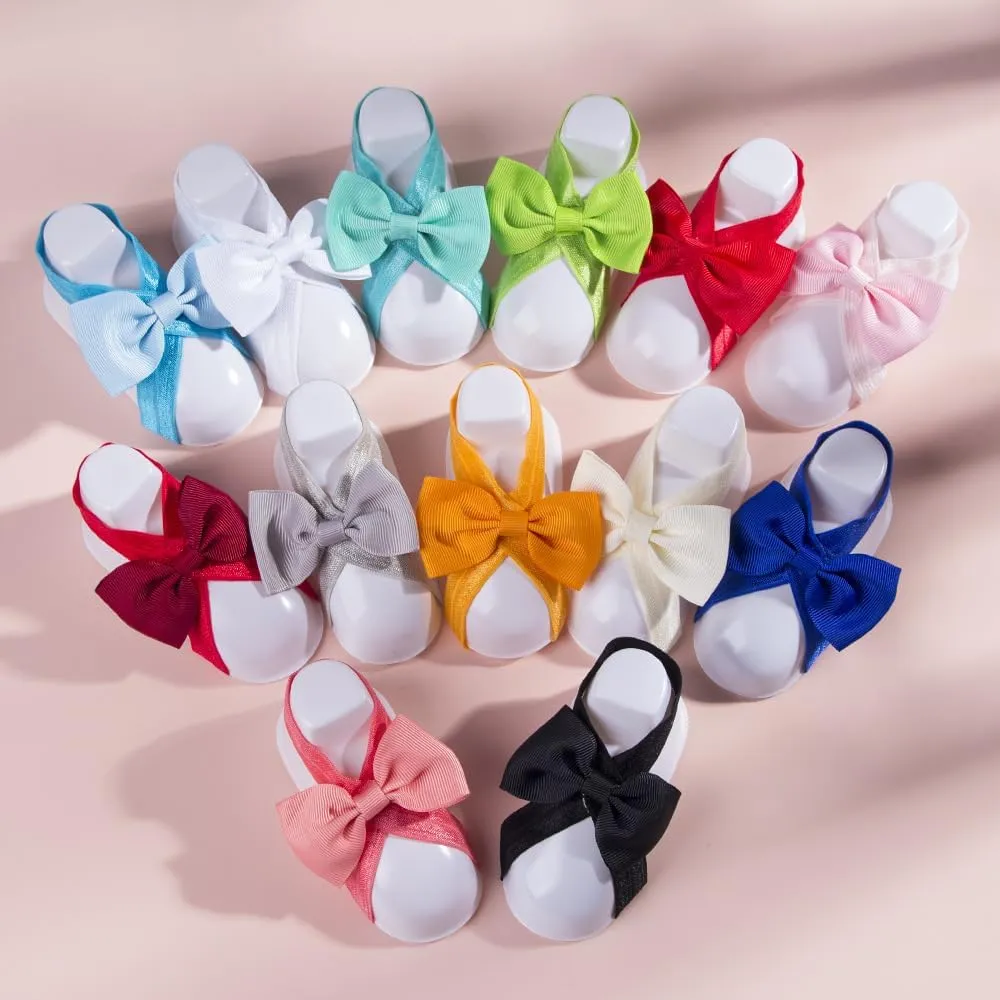 10 Pairs Toddler Baby Girl's Barefoot Sandals Baby Bow Foot Strap Barefoot Sandals Cute Infant Shoes Accessories for Newborn Infants Toddlers Girls A