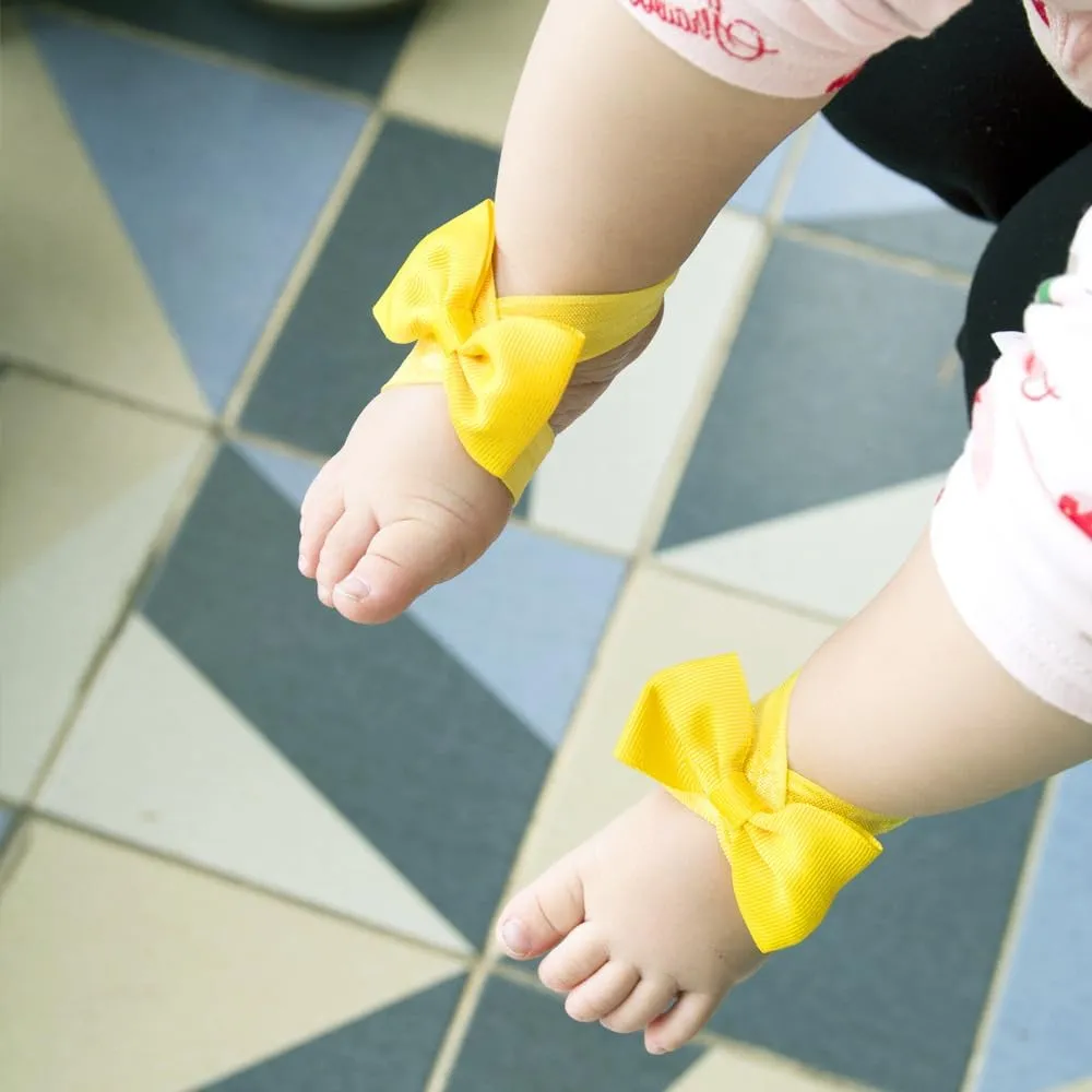 10 Pairs Toddler Baby Girl's Barefoot Sandals Baby Bow Foot Strap Barefoot Sandals Cute Infant Shoes Accessories for Newborn Infants Toddlers Girls A