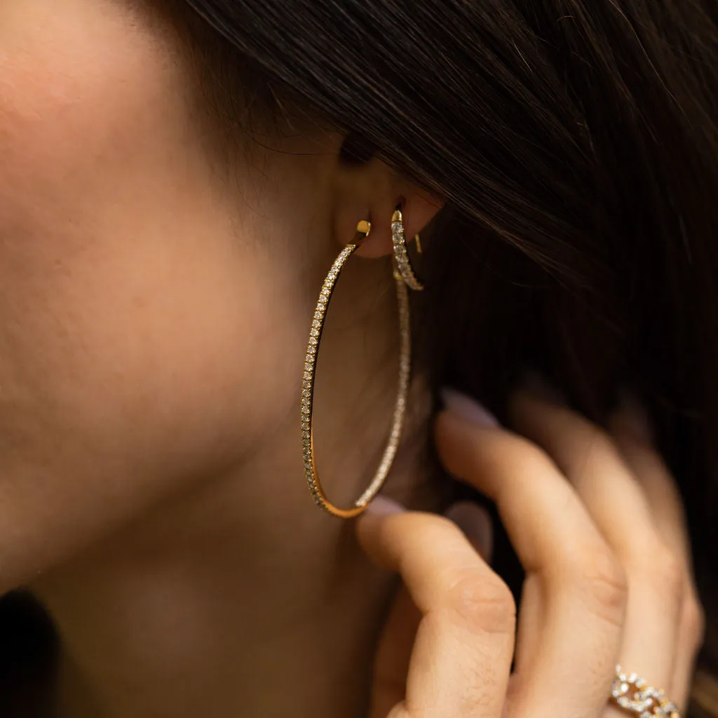 2 Ultra Whisper Thin 1.15CT Hoop Earrings