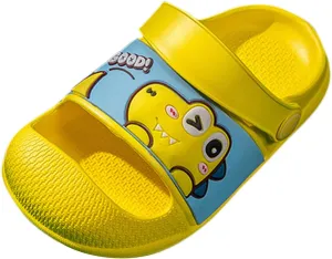 2022 Cute Sole Soft Girls EVA Cartoon Baby Slippers Shower Sandals Non-Slip Slipper Boys Shoes for (Yellow, 18-24Months)