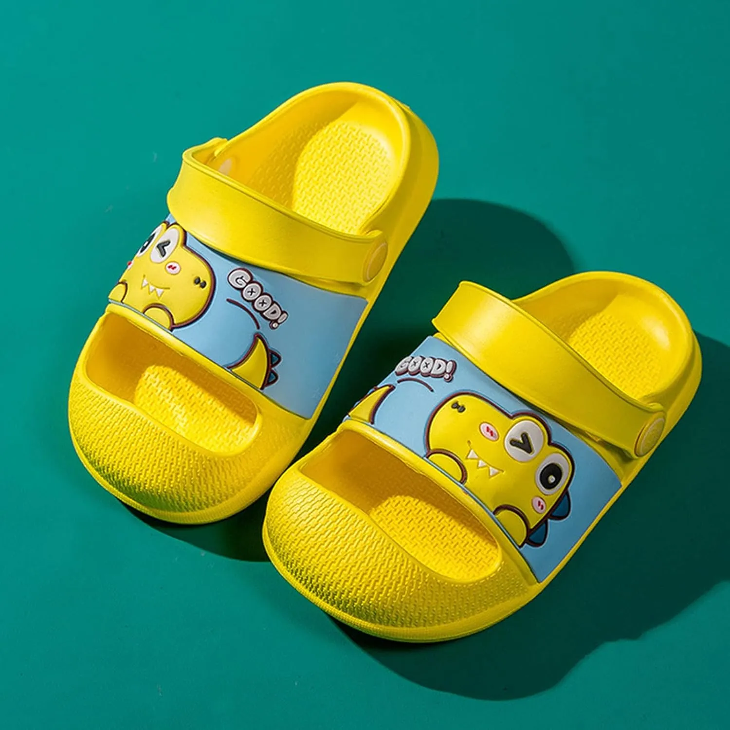 2022 Cute Sole Soft Girls EVA Cartoon Baby Slippers Shower Sandals Non-Slip Slipper Boys Shoes for (Yellow, 18-24Months)