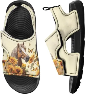 Animal Soft Footbed Sandals Kids Sunflower Adjustable Straps Slide Sandal Breathable Slip on Open Toe Slippers