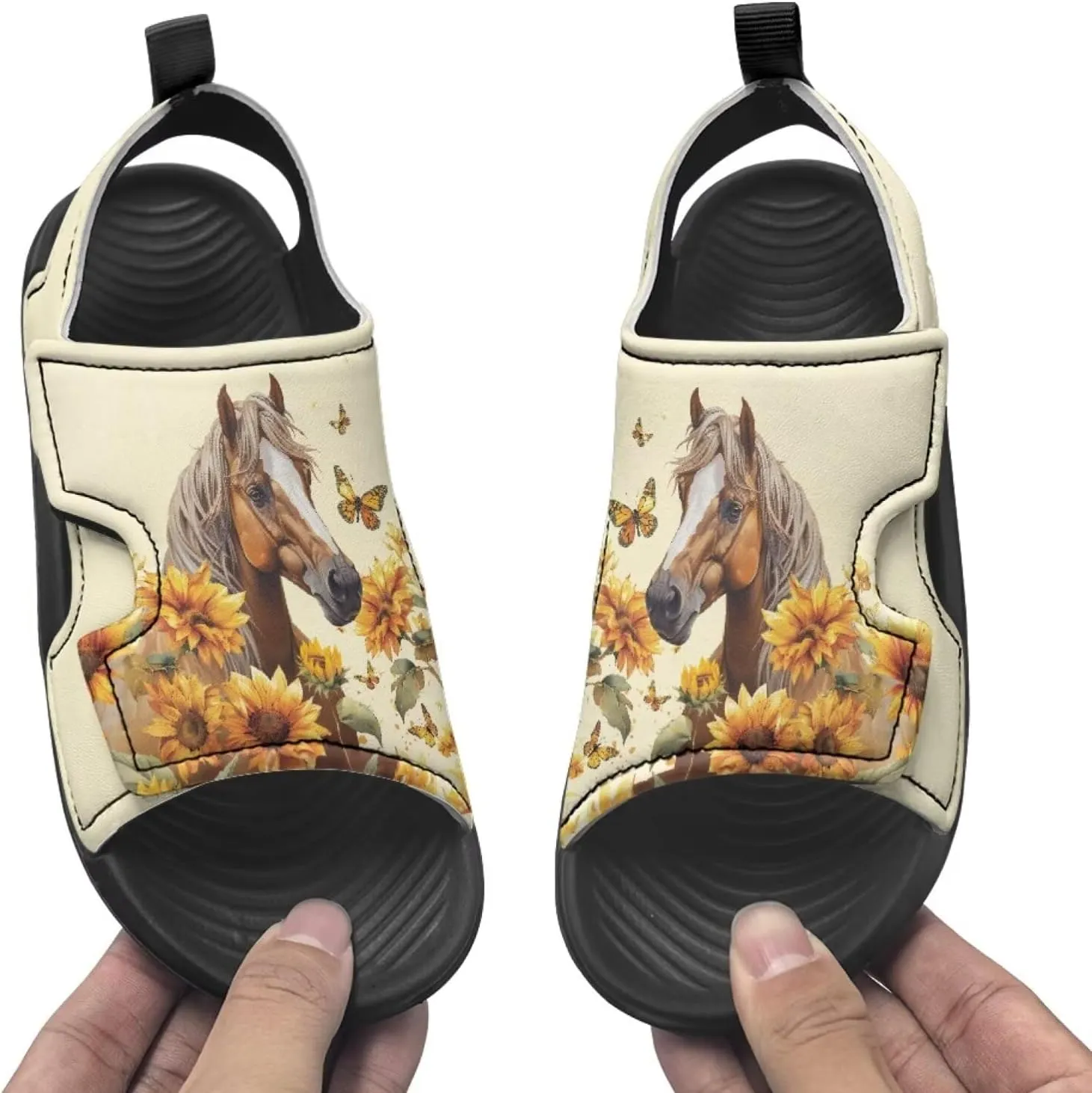 Animal Soft Footbed Sandals Kids Sunflower Adjustable Straps Slide Sandal Breathable Slip on Open Toe Slippers