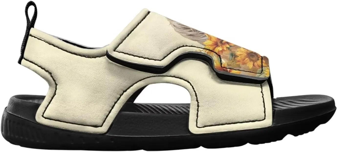 Animal Soft Footbed Sandals Kids Sunflower Adjustable Straps Slide Sandal Breathable Slip on Open Toe Slippers