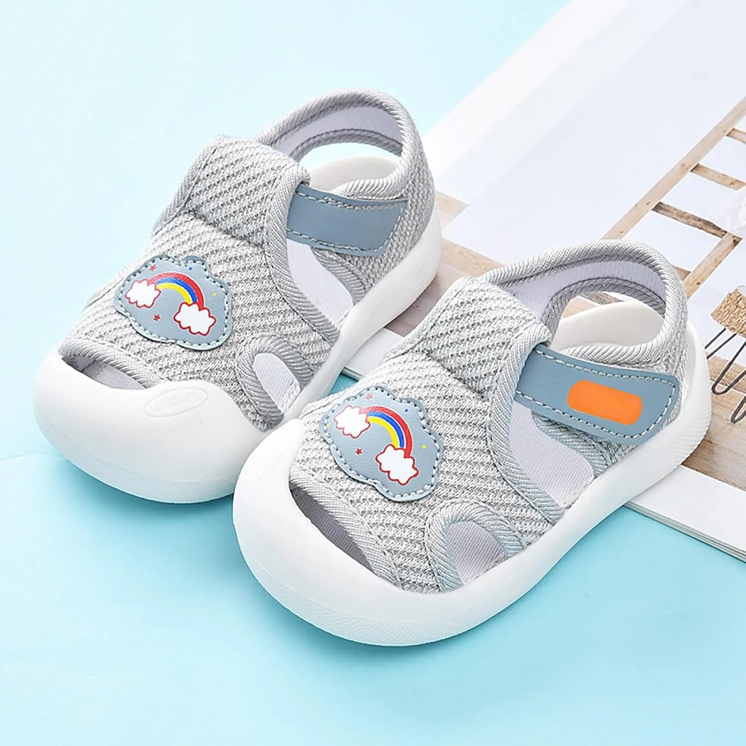 Baby Boy Girl Closed Toe Summer Sandals Infant Lightweight Non-Slip First Walking Sneakers Water Shoes For Girls