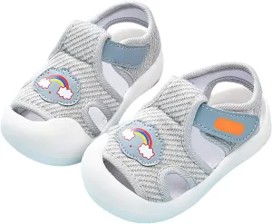 Baby Boy Girl Closed Toe Summer Sandals Infant Lightweight Non-Slip First Walking Sneakers Water Shoes For Girls