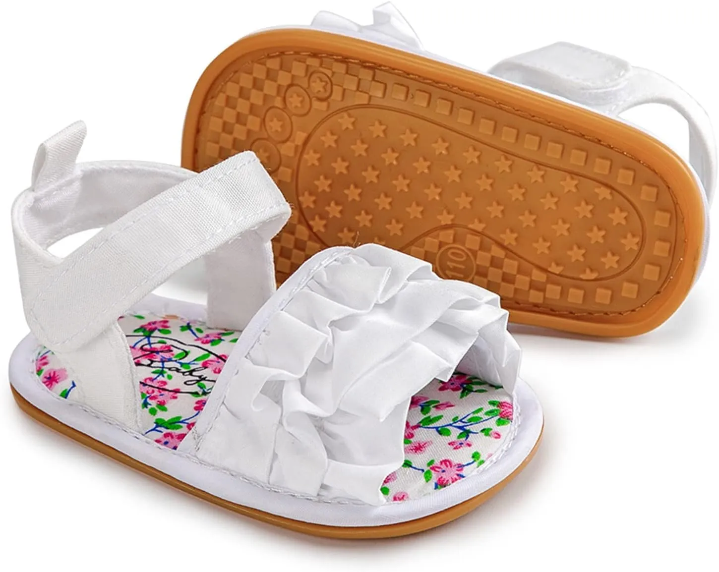 Baby Boy Sandals Open-Toe Ruffle Lace Dress Wedding Flats Newborn Non-Slip Sole First Walkers Crib Shoes