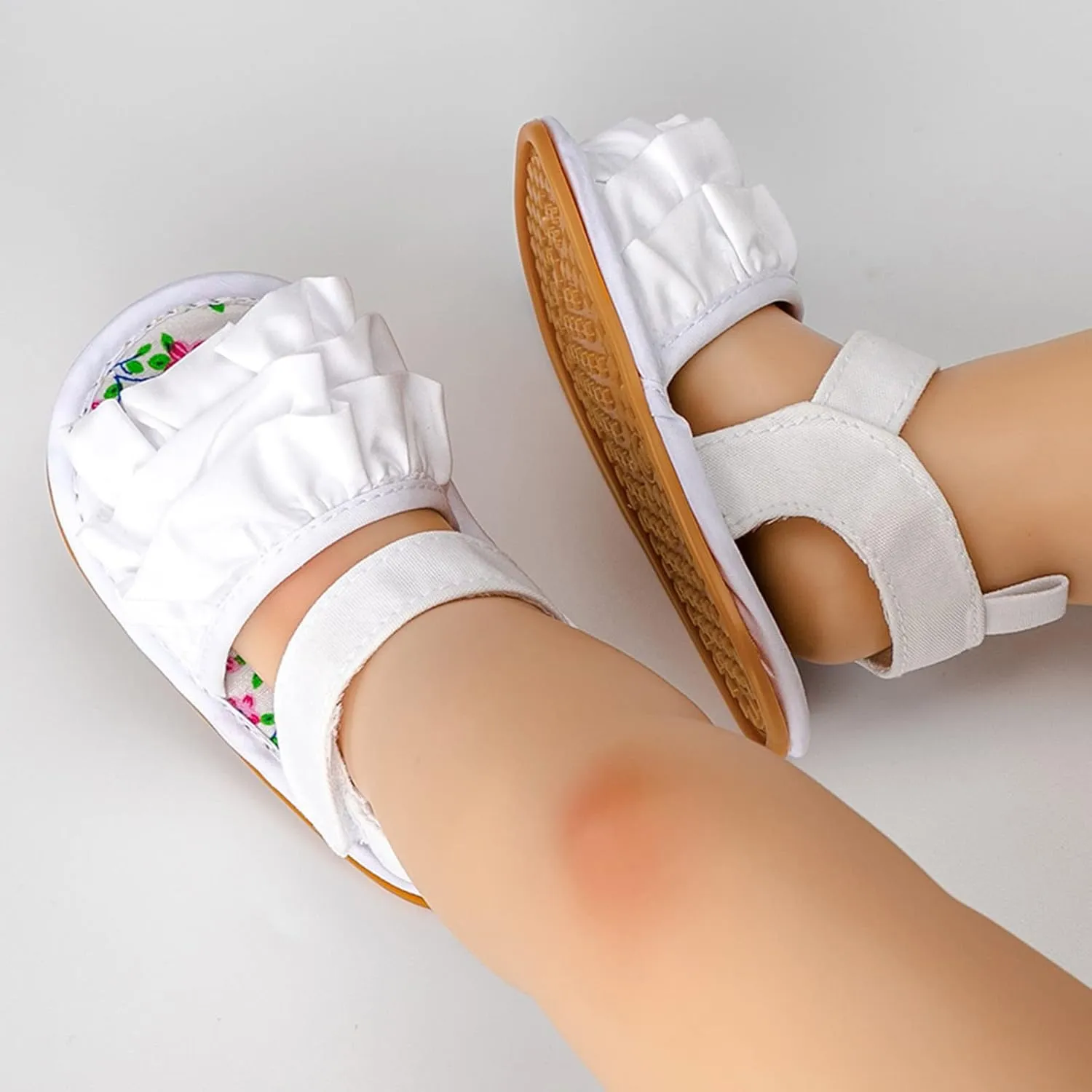Baby Boy Sandals Open-Toe Ruffle Lace Dress Wedding Flats Newborn Non-Slip Sole First Walkers Crib Shoes