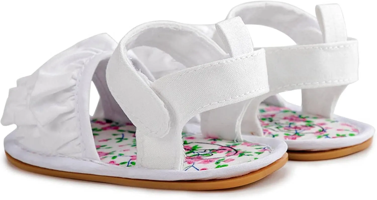 Baby Boy Sandals Open-Toe Ruffle Lace Dress Wedding Flats Newborn Non-Slip Sole First Walkers Crib Shoes