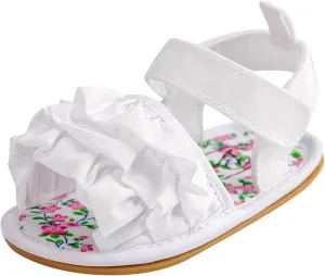 Baby Boy Sandals Open-Toe Ruffle Lace Dress Wedding Flats Newborn Non-Slip Sole First Walkers Crib Shoes