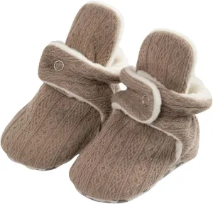 Baby Boys Girls Fleece Booties Infant Winter Indoor Knitted Plush Slippers Soft Sole First Walking House Shoes