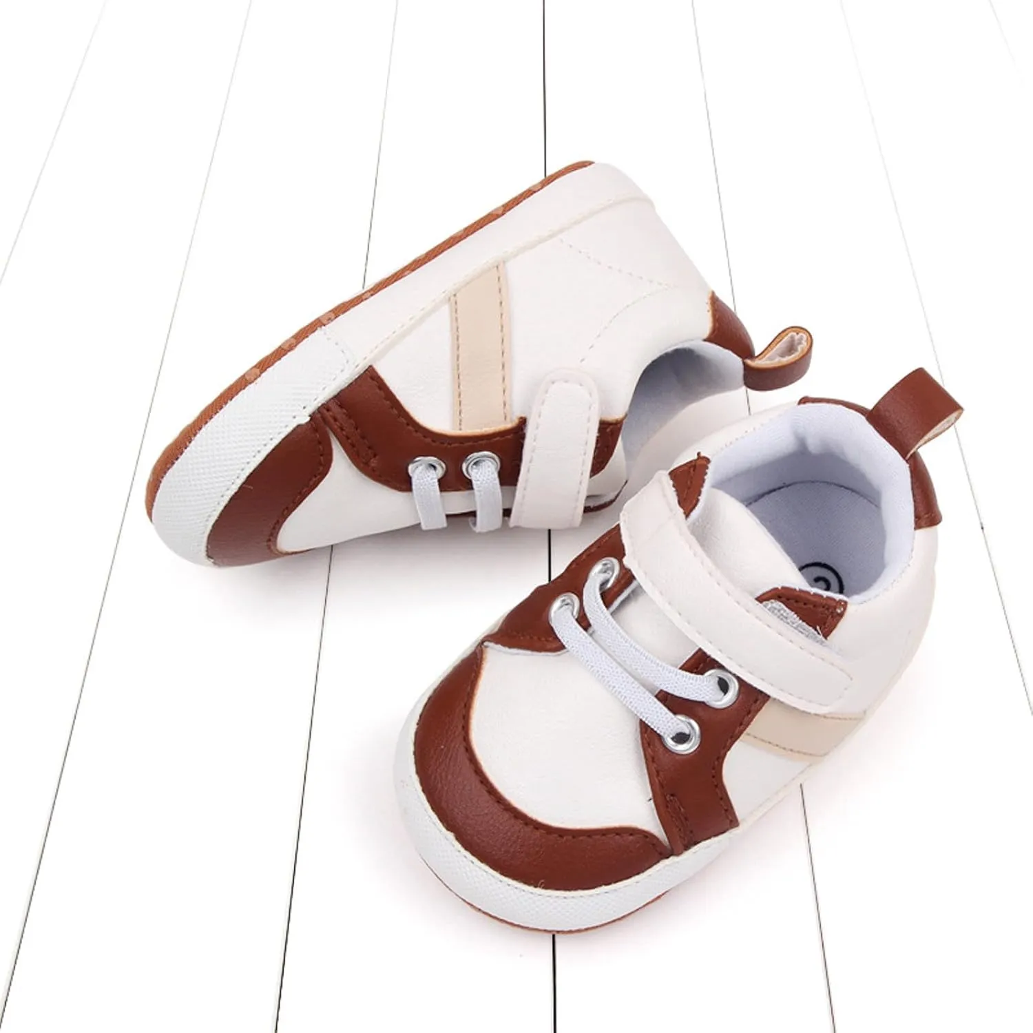 Baby Boys Girls Leather First Walking Sneakers Toddler Infant Anti-Slip Soft Sole Lightweight First Step Shoes