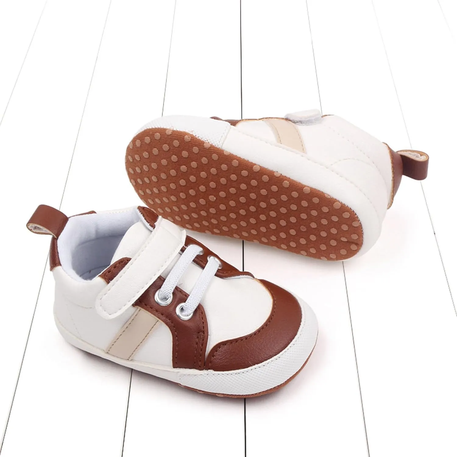 Baby Boys Girls Leather First Walking Sneakers Toddler Infant Anti-Slip Soft Sole Lightweight First Step Shoes