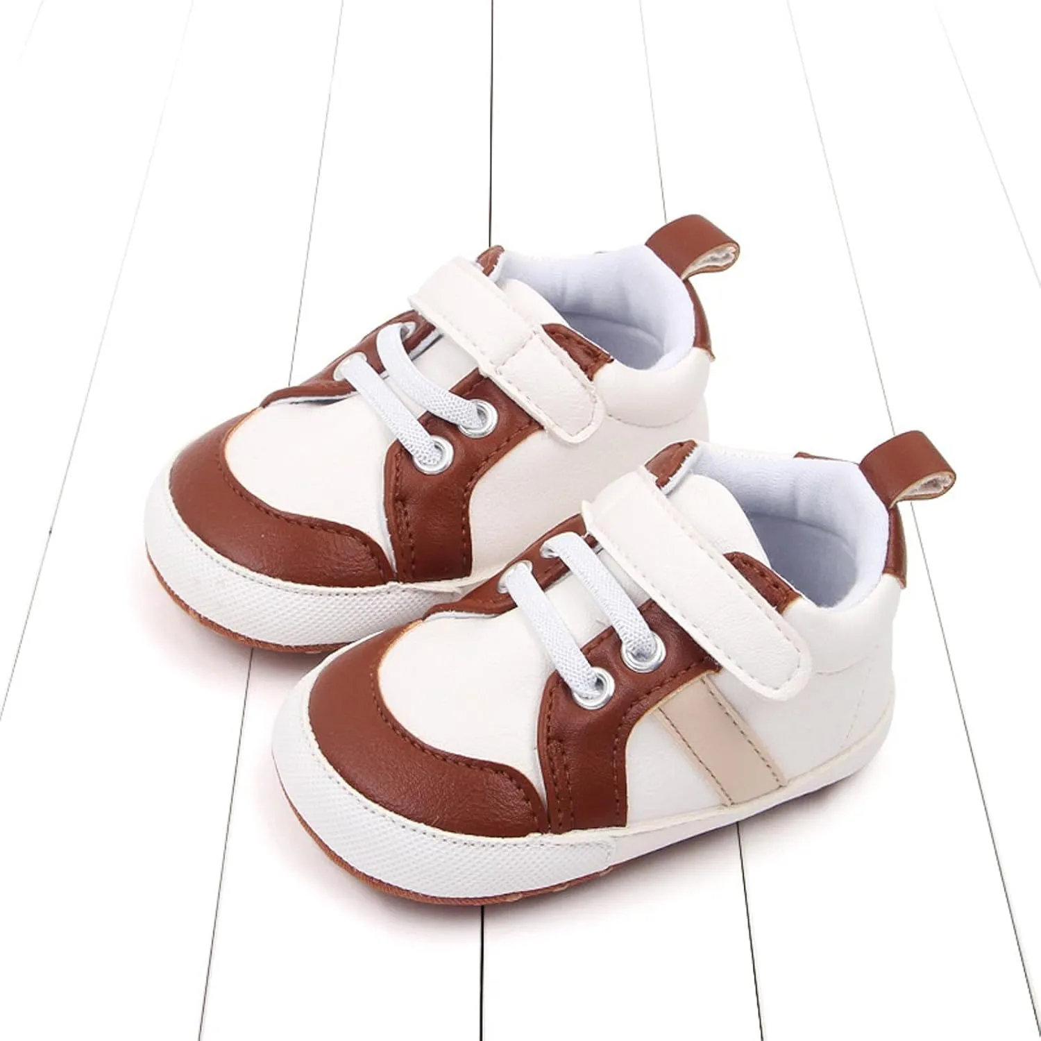 Baby Boys Girls Leather First Walking Sneakers Toddler Infant Anti-Slip Soft Sole Lightweight First Step Shoes