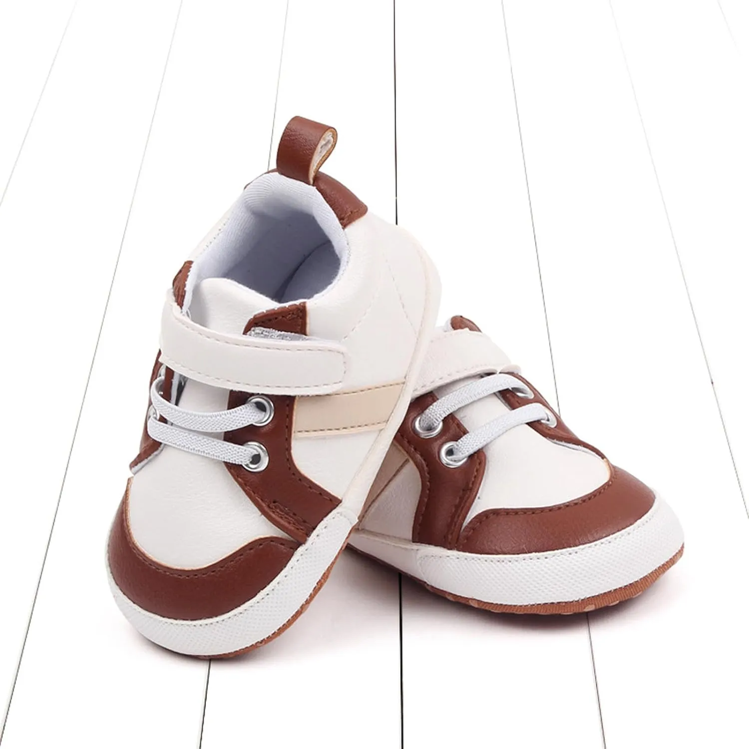 Baby Boys Girls Leather First Walking Sneakers Toddler Infant Anti-Slip Soft Sole Lightweight First Step Shoes