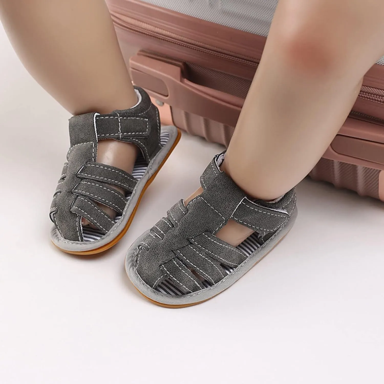 Baby Boys Girls Sandals Closed-Toe Infant Soft Rubber Sole Outdoor Shoes For First Walkers No Slip Rome Shoes