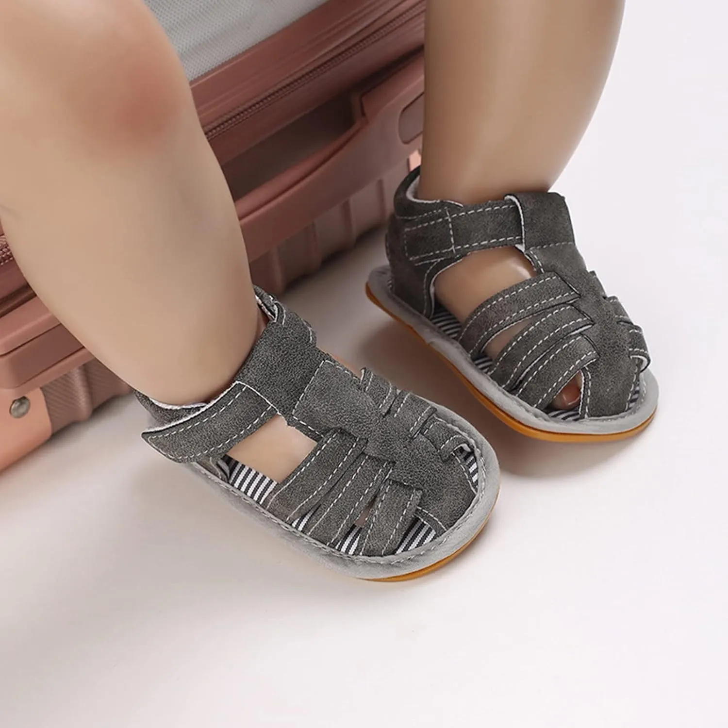 Baby Boys Girls Sandals Closed-Toe Infant Soft Rubber Sole Outdoor Shoes For First Walkers No Slip Rome Shoes