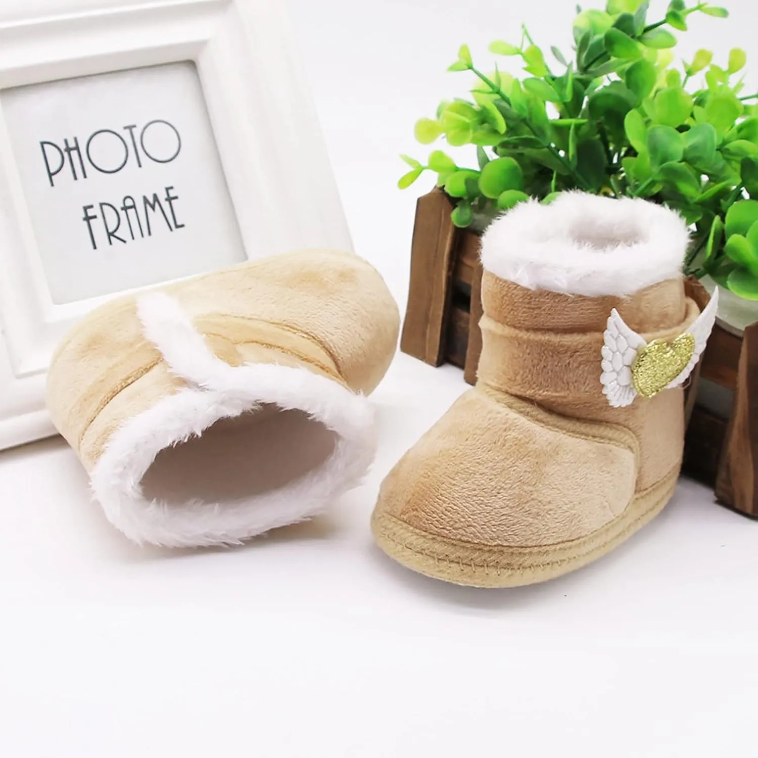 Baby Boys Girls Snow Boots Fur Lined Non Slip Soft Sole Toddler First Walker Winter Warm Crib Shoes Waterproof