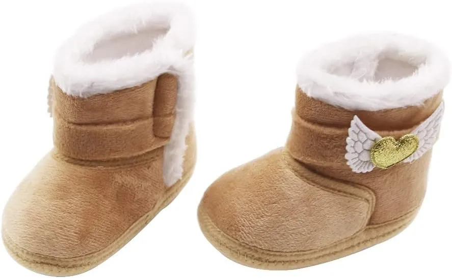 Baby Boys Girls Snow Boots Fur Lined Non Slip Soft Sole Toddler First Walker Winter Warm Crib Shoes Waterproof