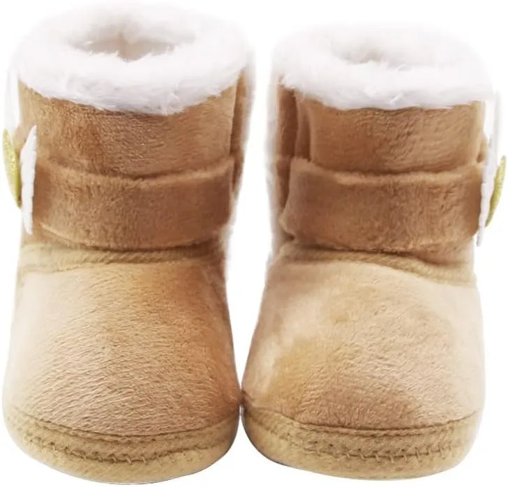 Baby Boys Girls Snow Boots Fur Lined Non Slip Soft Sole Toddler First Walker Winter Warm Crib Shoes Waterproof
