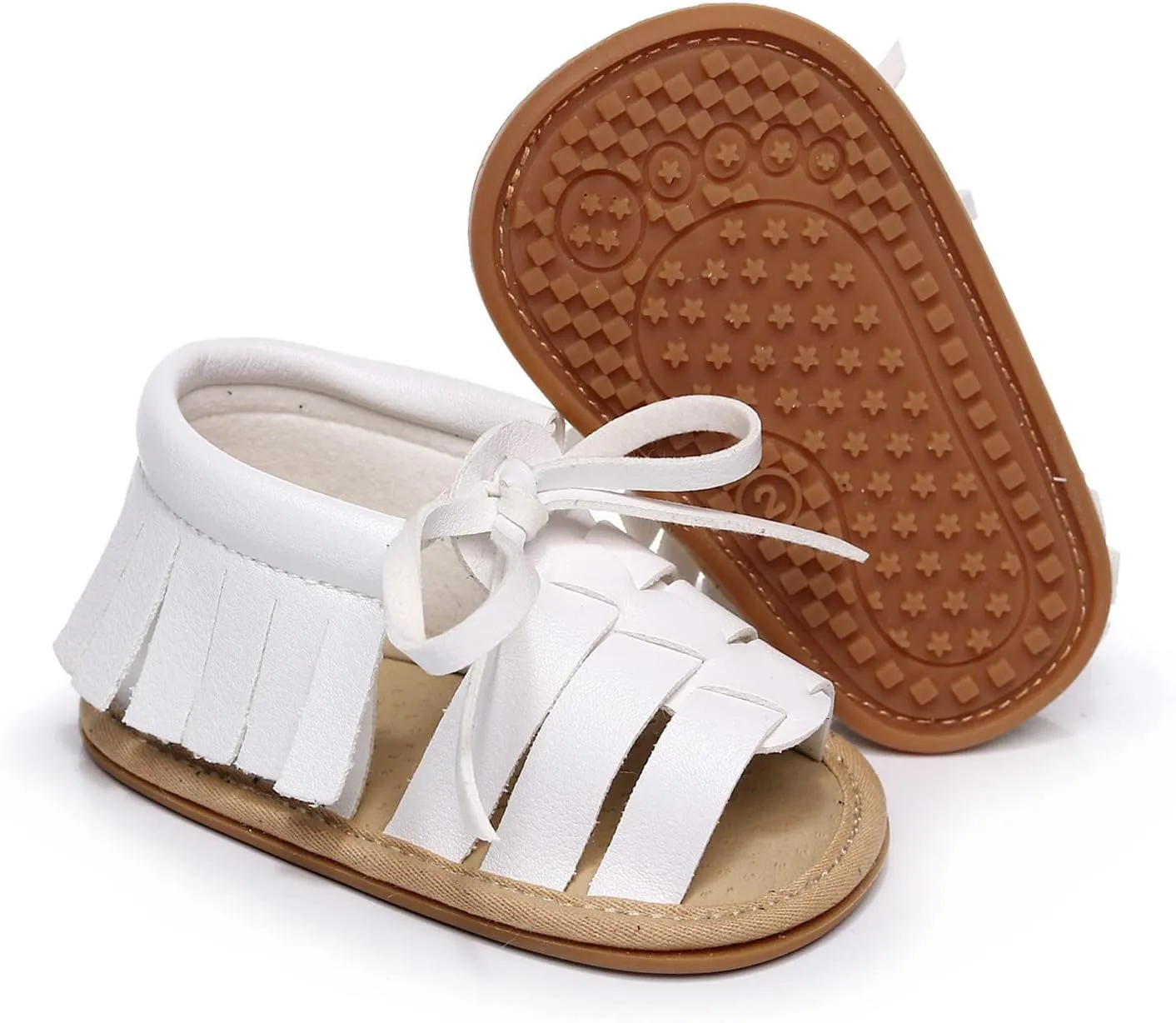 Baby Boys Girls Summer Lace Up Sandals Non-Slip Soft Sole Infant Flat Slippers Crib Shoes for Toddler First Walkers