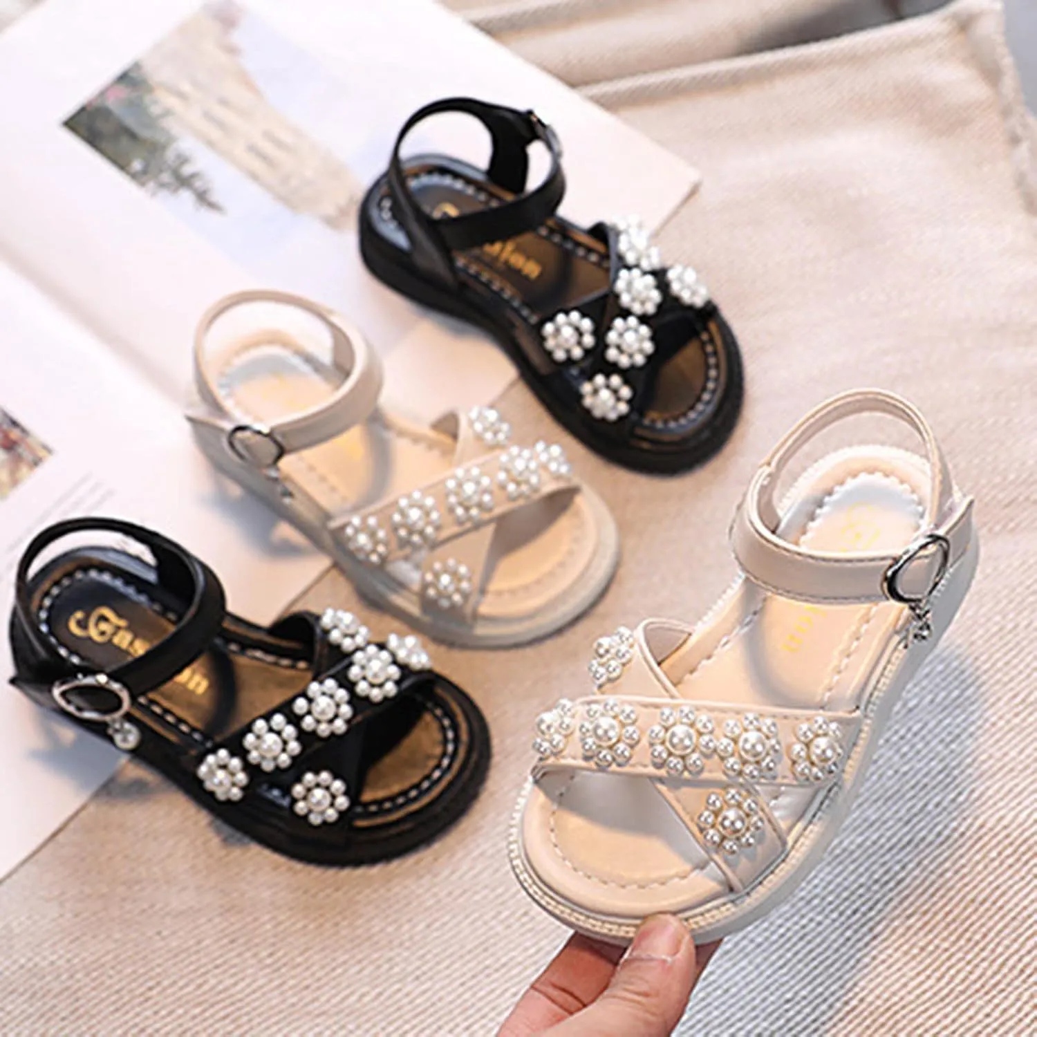 Baby Boys Girls Toddler Summer Shoes Sandals Outdoor Beach Anti-Slip Soft Sole Sandals Princess (Black, 2.5 Big Kids)