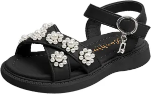 Baby Boys Girls Toddler Summer Shoes Sandals Outdoor Beach Anti-Slip Soft Sole Sandals Princess (Black, 2.5 Big Kids)