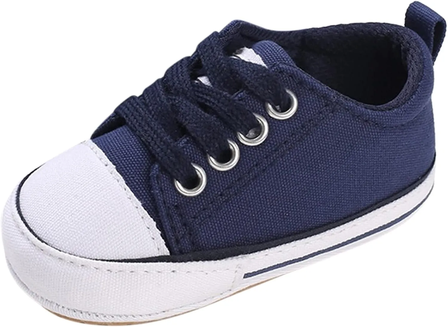 Baby Casual Lace Up Low Top Canvas Sneakers Infant PU Bottom Soft Sole Slip on Crib Shoes Newborn Flat Shoes
