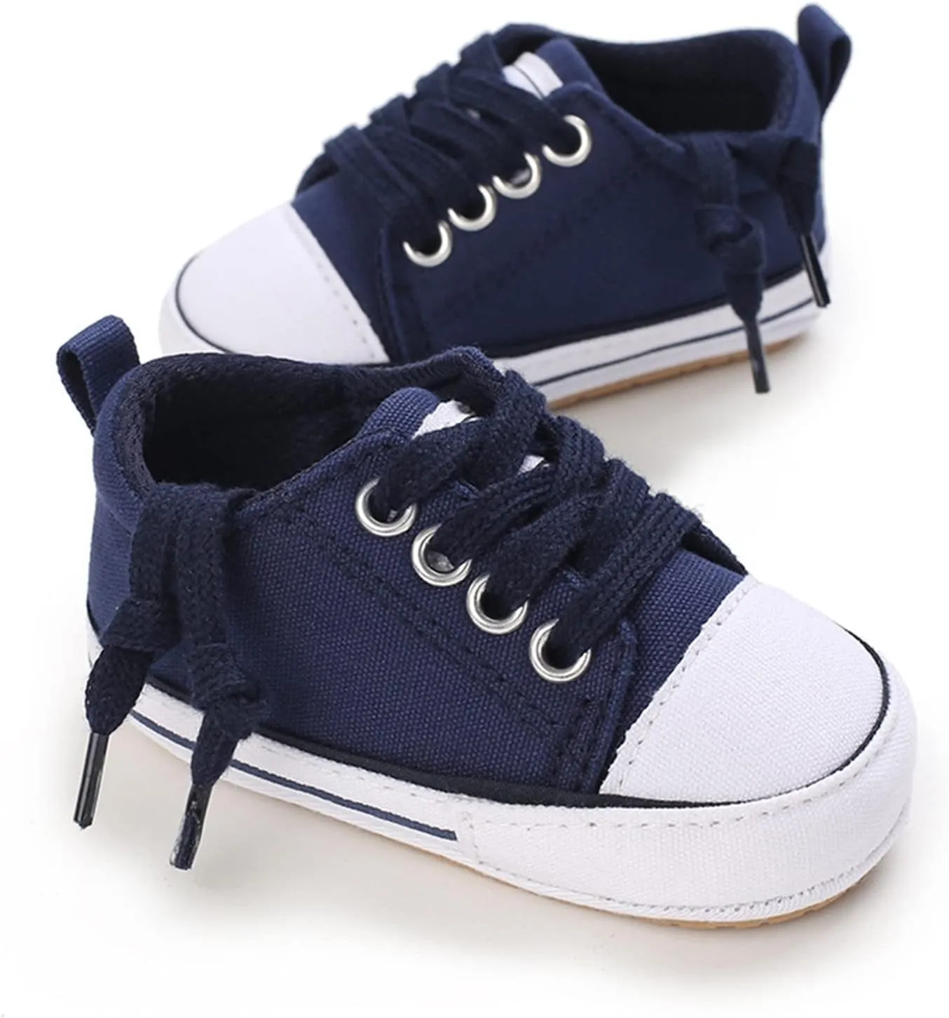 Baby Casual Lace Up Low Top Canvas Sneakers Infant PU Bottom Soft Sole Slip on Crib Shoes Newborn Flat Shoes