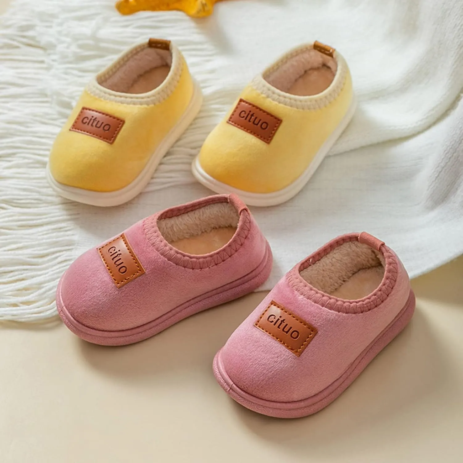 Baby Clothes Girl Organic Cotton Childrens Girl Cotton Shoes Solid Color Fashion Soft Sole Winter Warm Indoor Non Slip Cotton Shoes Knitted Baby Sandals