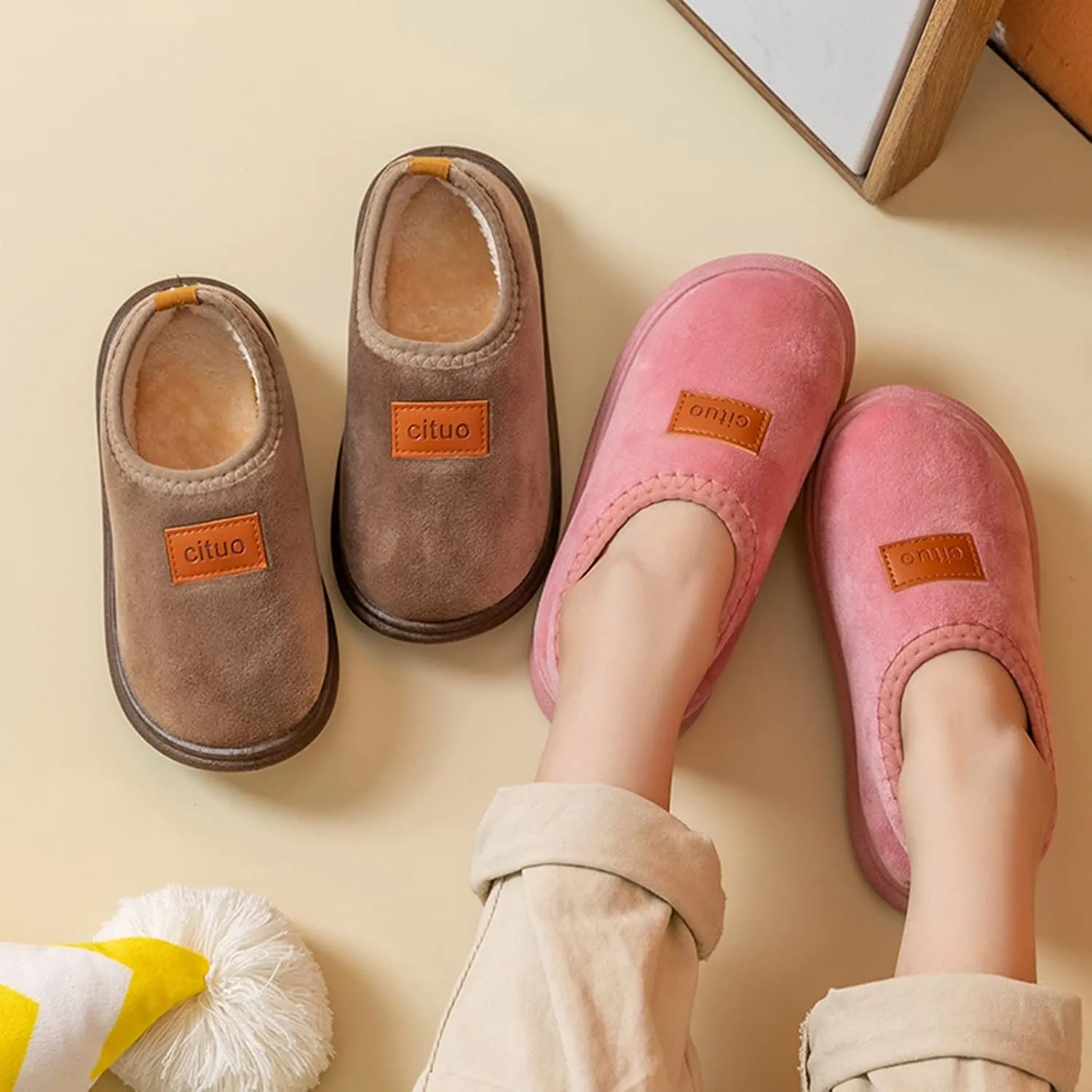 Baby Clothes Girl Organic Cotton Childrens Girl Cotton Shoes Solid Color Fashion Soft Sole Winter Warm Indoor Non Slip Cotton Shoes Knitted Baby Sandals