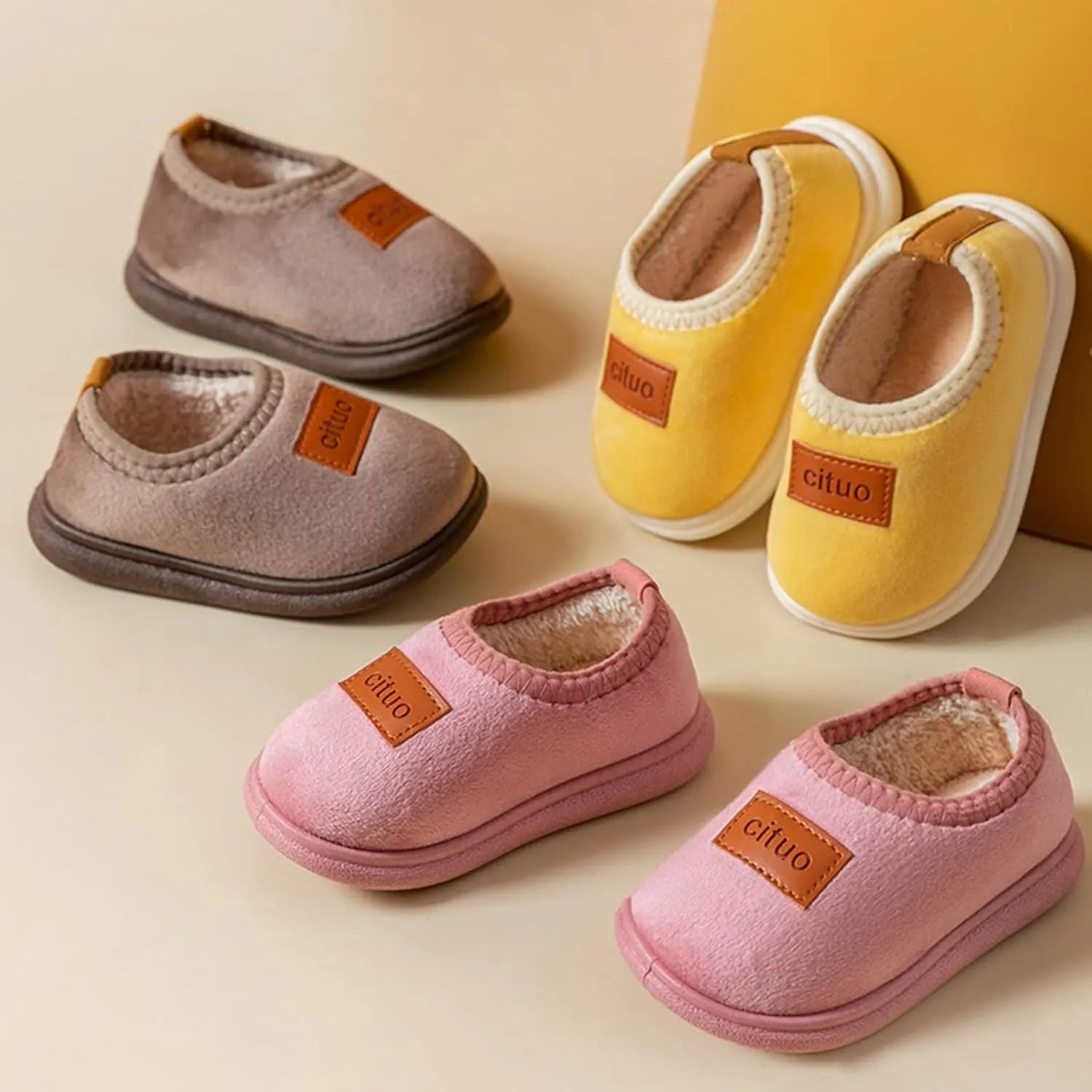Baby Clothes Girl Organic Cotton Childrens Girl Cotton Shoes Solid Color Fashion Soft Sole Winter Warm Indoor Non Slip Cotton Shoes Knitted Baby Sandals