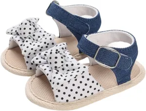 Baby Girl Bowknot Sandals Toddler Infant Soft Open Toe Sandals Beach Flats Anti Slip Softy Shoes With Ankle Strap