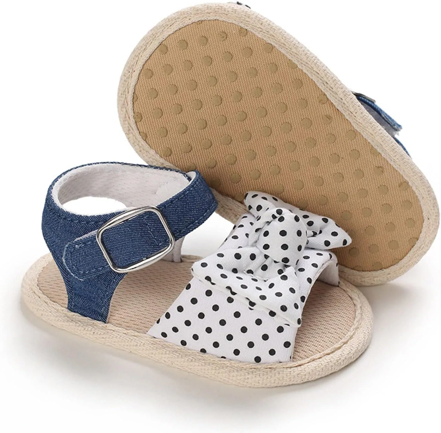 Baby Girl Bowknot Sandals Toddler Infant Soft Open Toe Sandals Beach Flats Anti Slip Softy Shoes With Ankle Strap