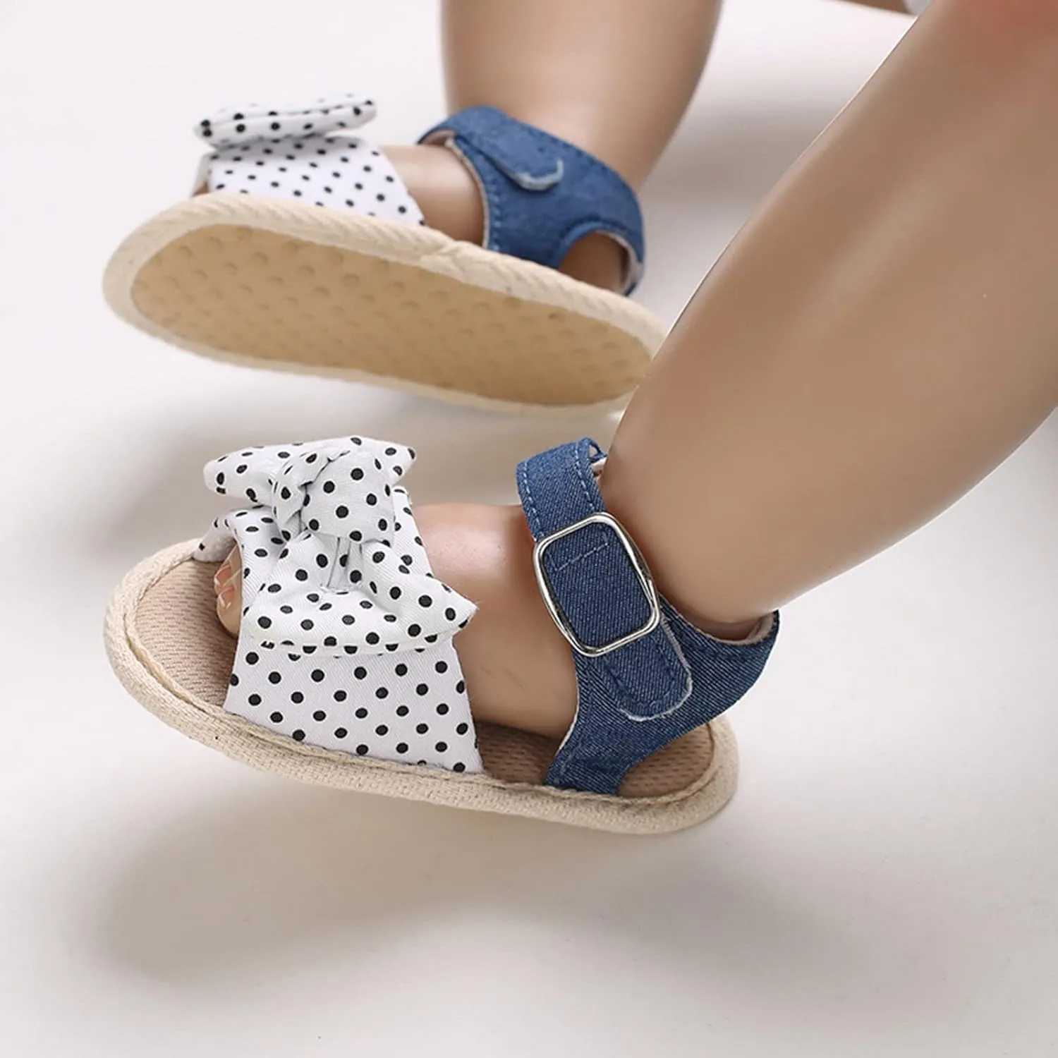 Baby Girl Bowknot Sandals Toddler Infant Soft Open Toe Sandals Beach Flats Anti Slip Softy Shoes With Ankle Strap