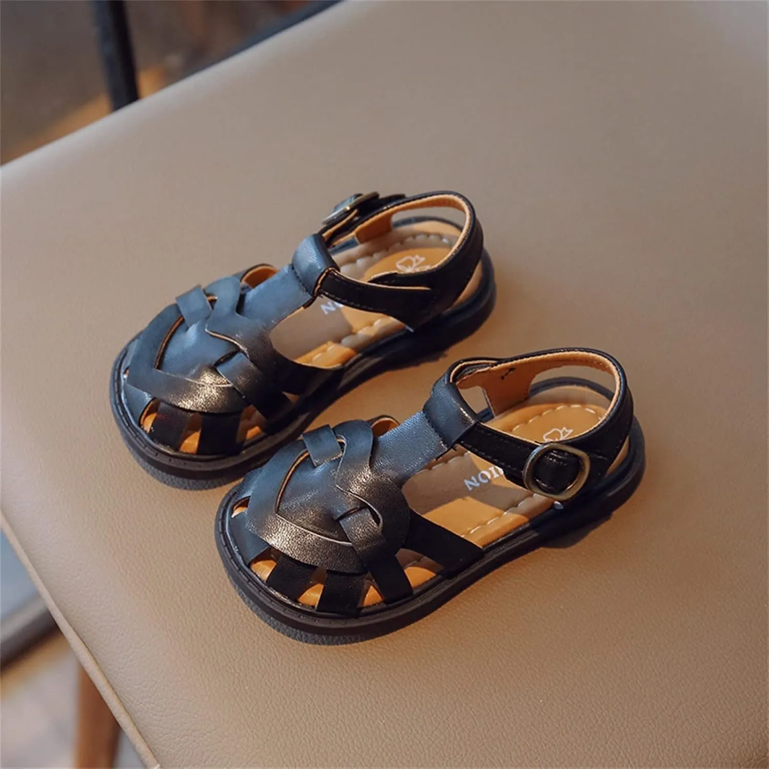 Baby Girl Boy Kid Summer Shoe Sandals Adjustable Straps Lightweight Anti-Slip Soft Sole Prewalkers (Black, 7.5 Toddler)