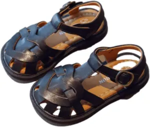 Baby Girl Boy Kid Summer Shoe Sandals Adjustable Straps Lightweight Anti-Slip Soft Sole Prewalkers (Black, 7.5 Toddler)