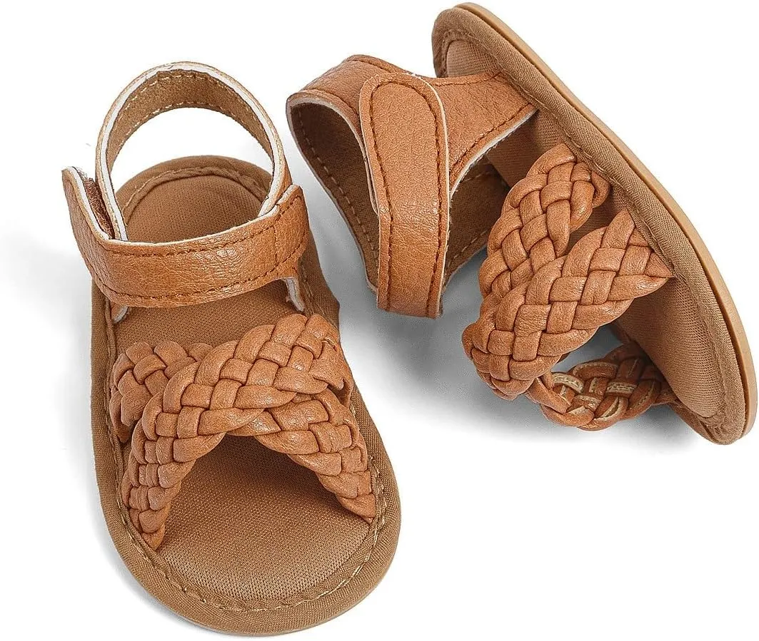 Baby Girl Sandals Infant Anti-Slip Soft Sole Princess Dress Sandals Cute Summer Outdoor Flats Toddler First Walkers Shoes