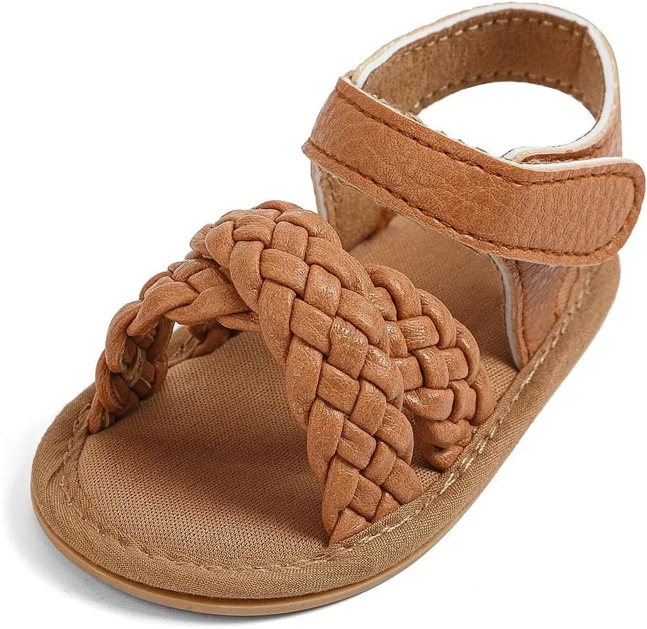 Baby Girl Sandals Infant Anti-Slip Soft Sole Princess Dress Sandals Cute Summer Outdoor Flats Toddler First Walkers Shoes