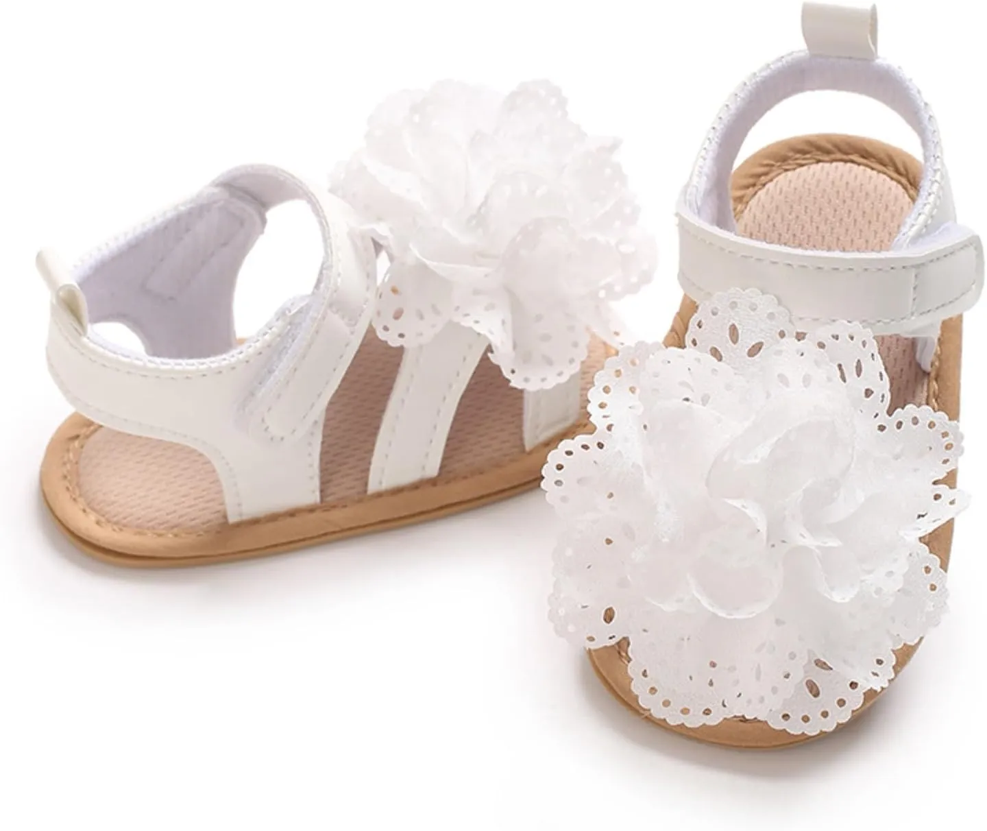Baby Girl Sandals Summer Flower Crib Sandals Soft Sole Infant Girls Princess Dress Flats Anti-Slip Toddler First Walker Shoes