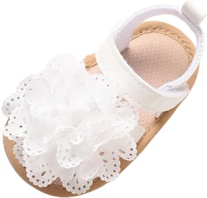 Baby Girl Sandals Summer Flower Crib Sandals Soft Sole Infant Girls Princess Dress Flats Anti-Slip Toddler First Walker Shoes
