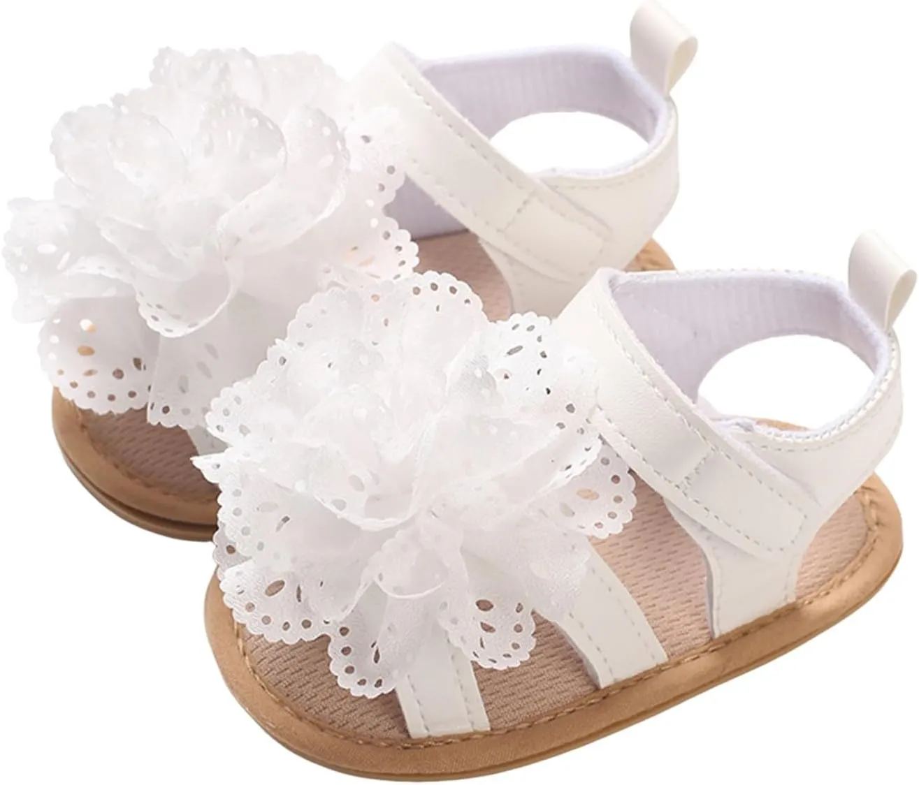 Baby Girl Sandals Summer Flower Crib Sandals Soft Sole Infant Girls Princess Dress Flats Anti-Slip Toddler First Walker Shoes
