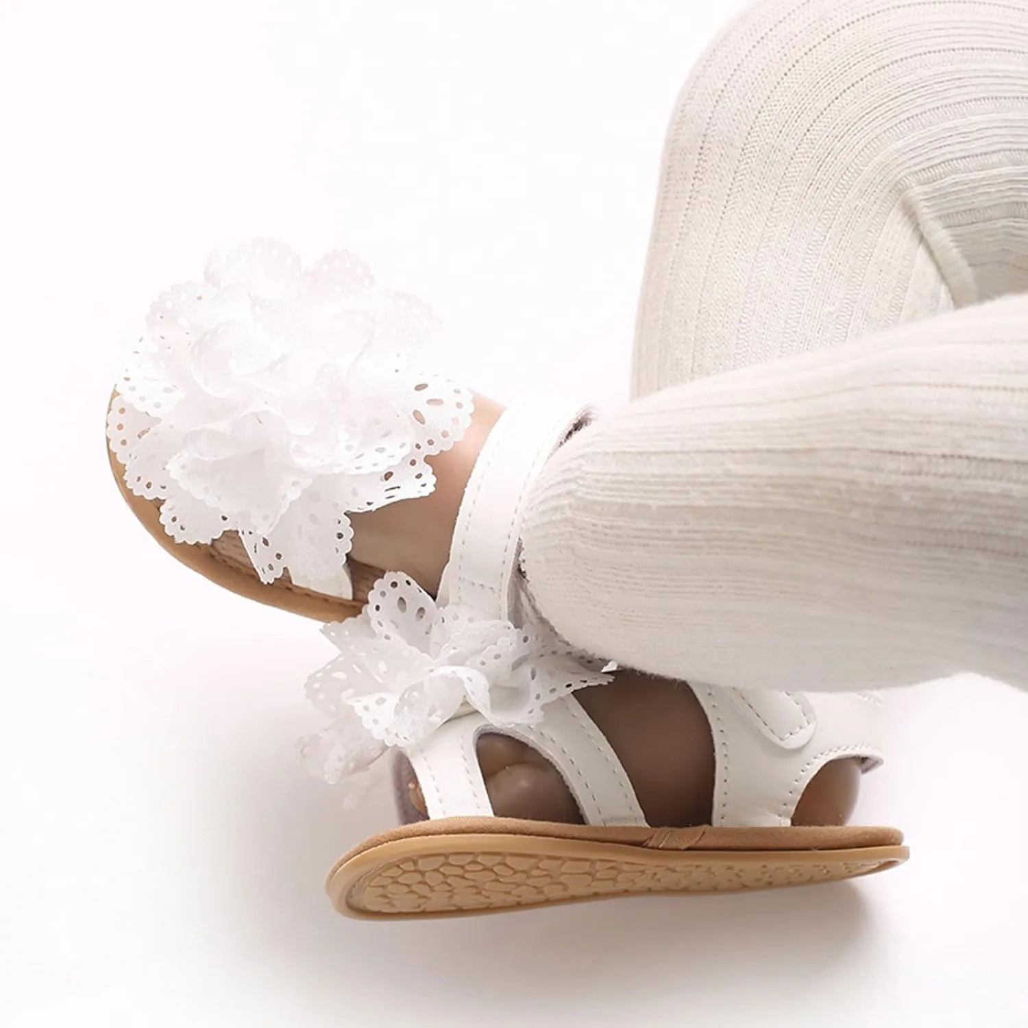 Baby Girl Sandals Summer Flower Crib Sandals Soft Sole Infant Girls Princess Dress Flats Anti-Slip Toddler First Walker Shoes