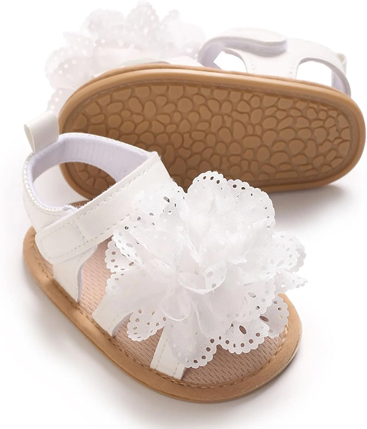 Baby Girl Sandals Summer Flower Crib Sandals Soft Sole Infant Girls Princess Dress Flats Anti-Slip Toddler First Walker Shoes
