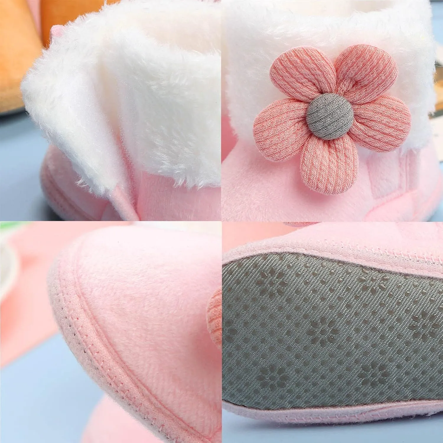 Baby Girl Winter Snow Boots Newborn Shoes Flower Anti-Slip Soft Sole Warm Infant Toddler Prewalker Toddler Tennis Shoes