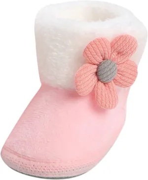 Baby Girl Winter Snow Boots Newborn Shoes Flower Anti-Slip Soft Sole Warm Infant Toddler Prewalker Toddler Tennis Shoes