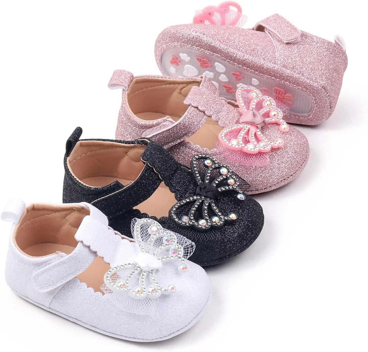 Baby Girls Bow Leather Solid Color Sandals Toddler Infant Butterflies Pearl Glittee Hollow Summer Casual Soft Sole Shoes