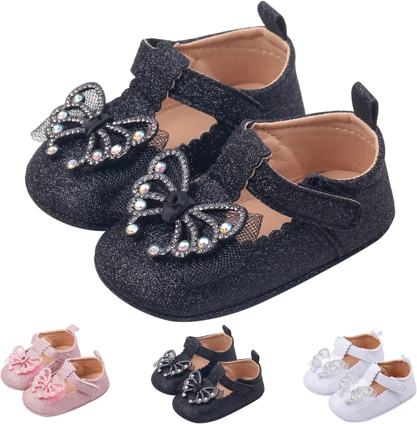 Baby Girls Bow Leather Solid Color Sandals Toddler Infant Butterflies Pearl Glittee Hollow Summer Casual Soft Sole Shoes
