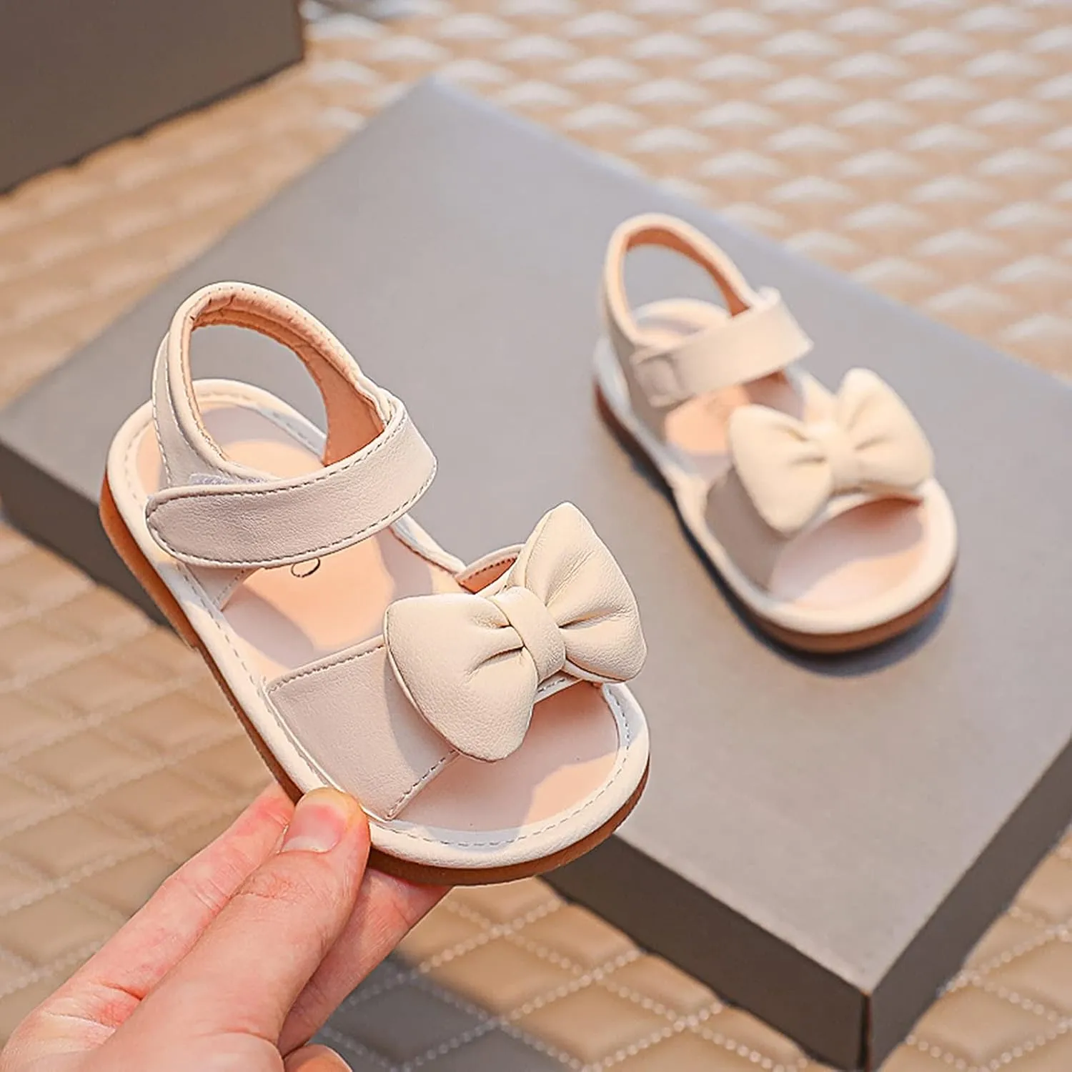 Baby Girls Bow Open Toe Sandals Summer Flat Wide Shoes Toddler Kids ow Heels Shower Beach Dress Dance Shoes Fashion