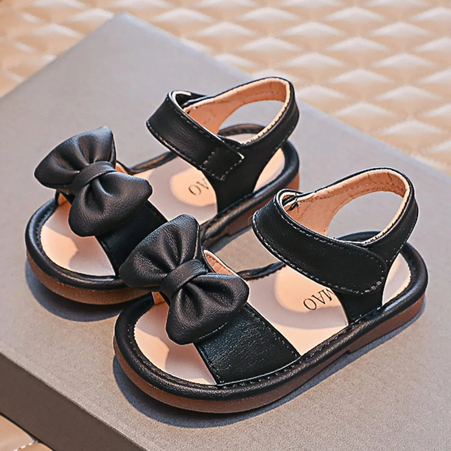 Baby Girls Bow Open Toe Sandals Summer Flat Wide Shoes Toddler Kids ow Heels Shower Beach Dress Dance Shoes Fashion